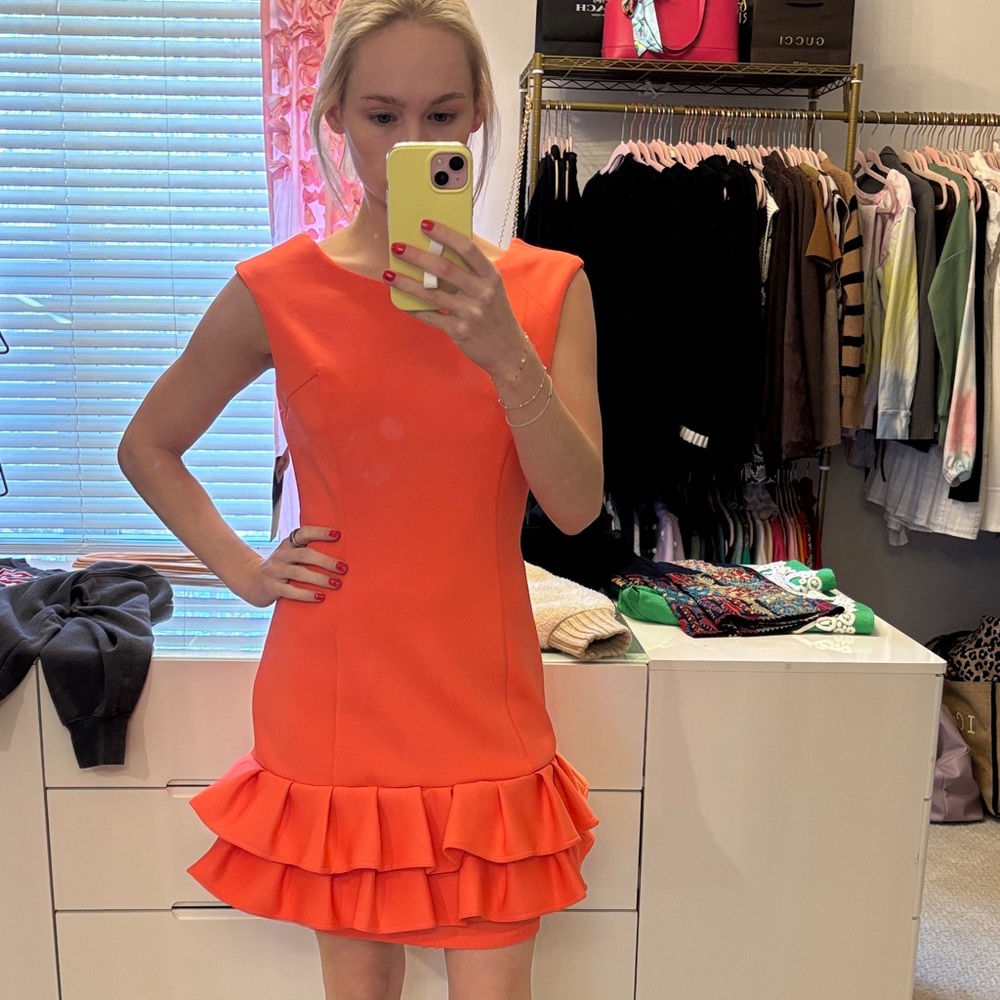 Orange Dress with Ruffle
